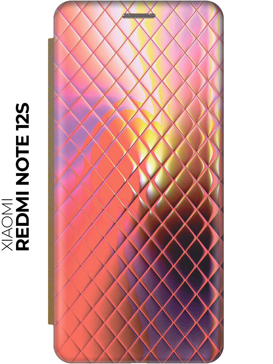 Чехол-книжка на Xiaomi Redmi Note 12s / Сяоми Редми Ноут 12с с рисунком "Розовая рептилия" золотистый