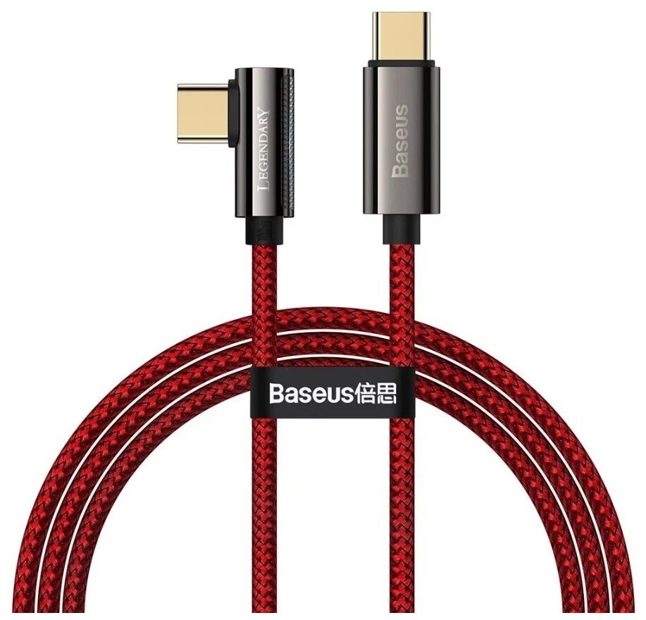 Кабель Baseus Legend Series Elbow Fast Charging Data Cable Type-C to Type-C 100W 1м, красный (CACS000609)