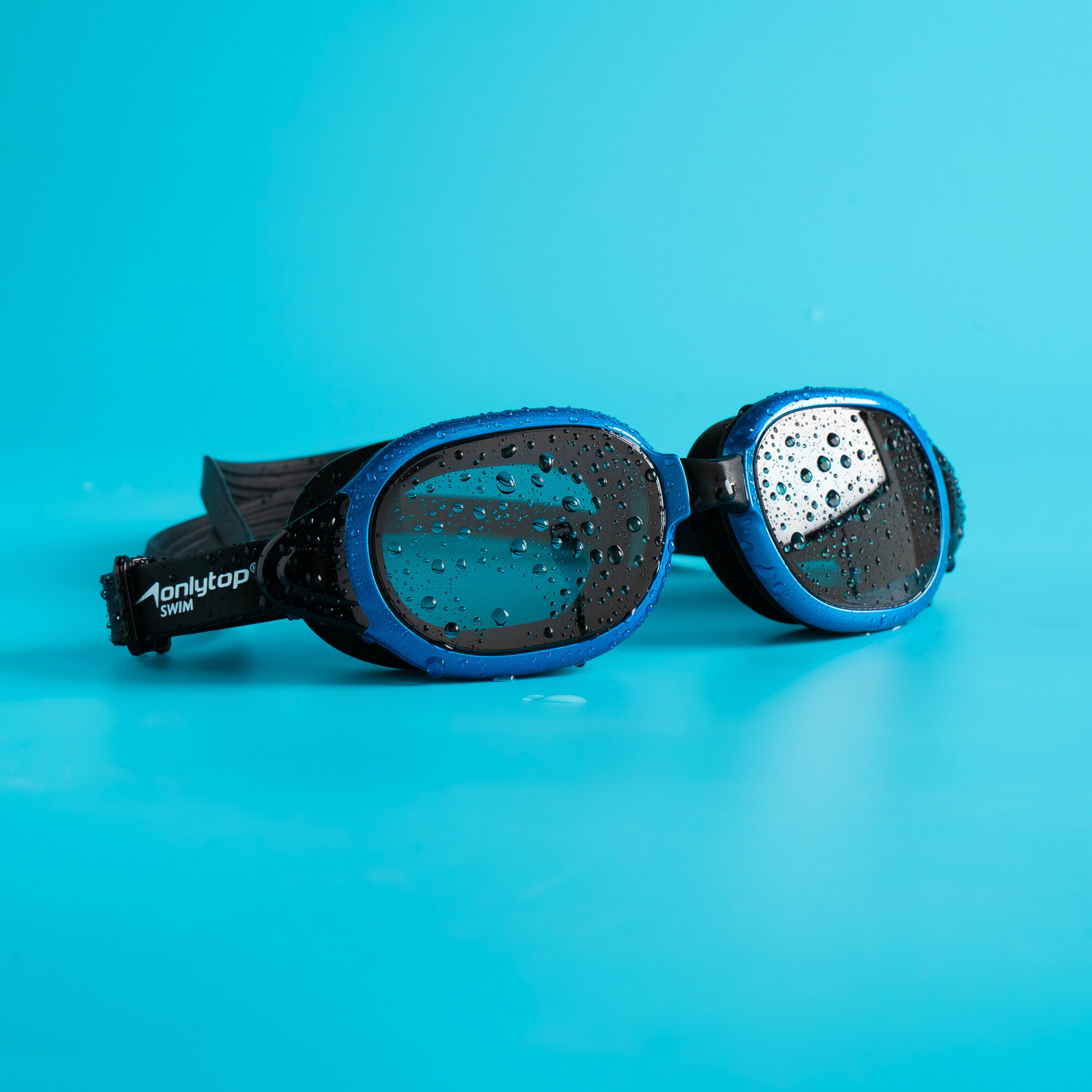 Очки ONLYTOP, для плавания, для взрослых+ набор из 3 носовых перемычек, цвет черно-синий