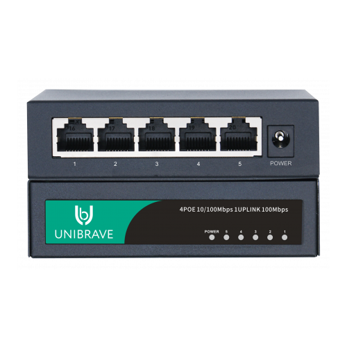 UB-SW-4F1F-48 out Base Неуправляемый коммутатор Unibrave с поддержкой PoE на 4 порта с внешним адаптером питания 447500₽