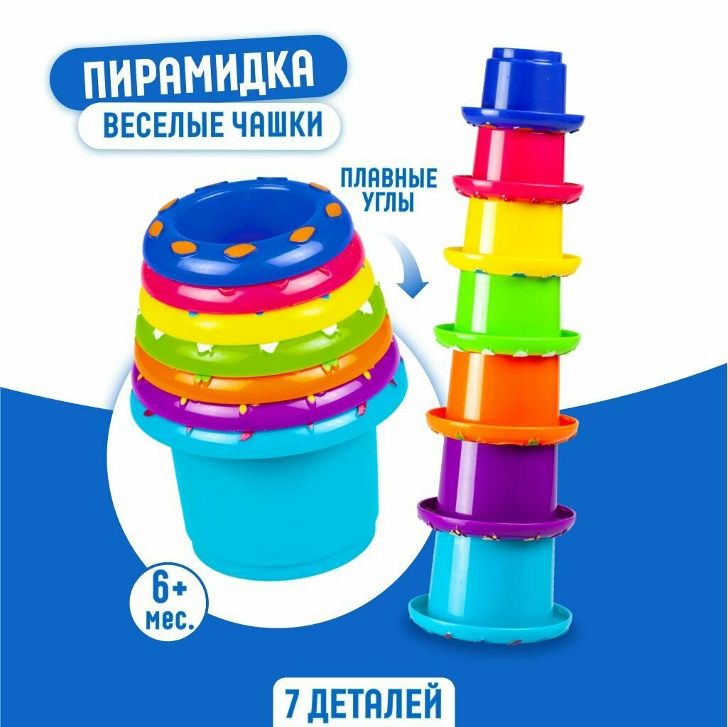 Пирамидка Веселые чашки Little Hero для детей