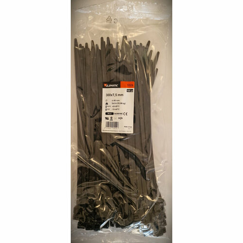 Хомут стяжка Elematic пластиковый черный 300 x 7,5 мм Арт. EL 10-05326