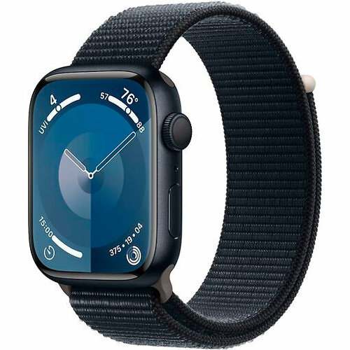 Умные часы Apple Watch Series 9 45 мм корпус из алюминия цвета тёмная ночь плетеный ремешок 4799000₽