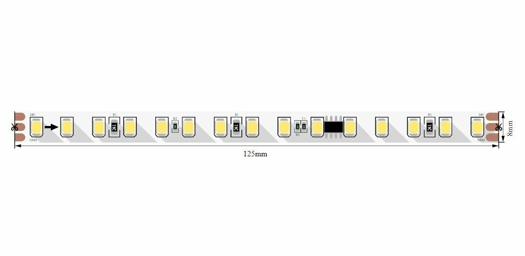 Лента адресная светодиодная SWG SPI, 11Вт/м SMD2835 Открытая (IP20) Нейтральный, 24В