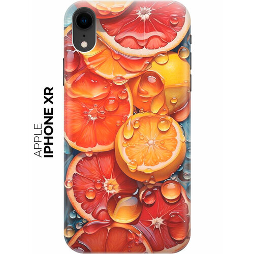 фото Силиконовый чехол на apple iphone xr / эпл айфон икс эр с рисунком "сочные апельсины в каплях" bestluck