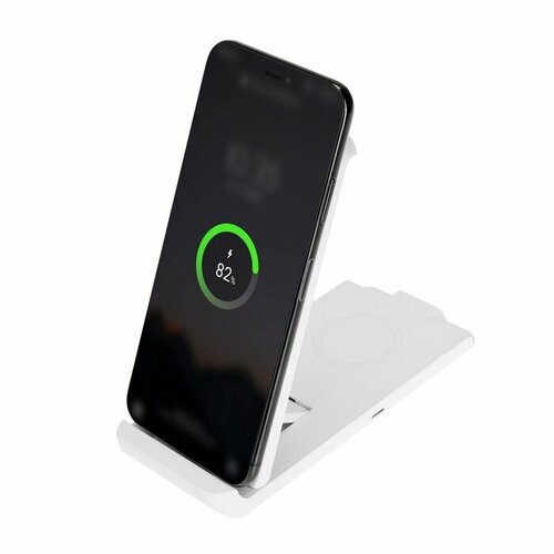 Беспроводная зарядная станция 2в1 LCC-82 15 Вт и 5 Вт с подставкой белая 7330873 2378₽