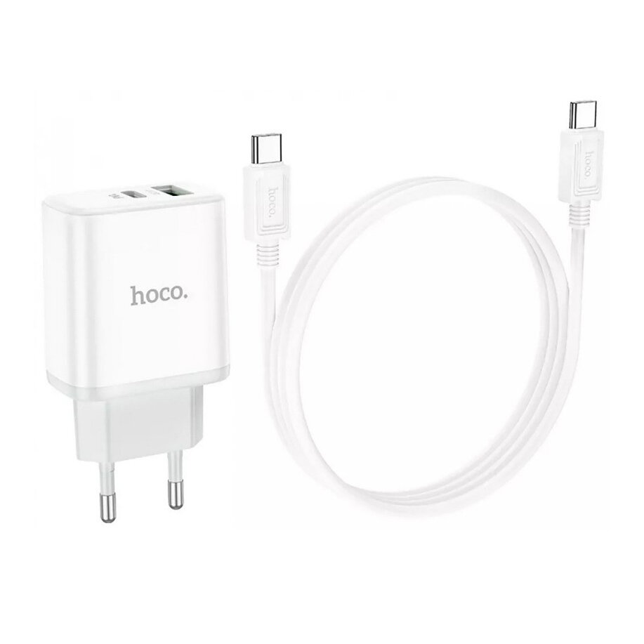 СЗУ, 1 USB 3.0 QC+1 PD 20W (C105A), HOCO, Type-C to Type-C, белый — фото 11