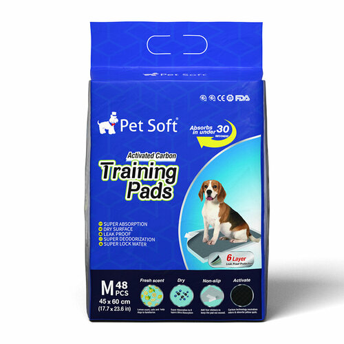 одноразовые впитывающие пеленки dono pet pad 60x60 см 10шт Pet Soft одноразовые впитывающие пеленки для животных c угольным фильтром и липким стикером М 48шт