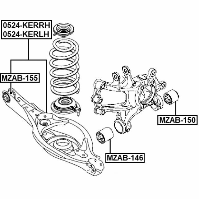 Рычаг задний нижний правый FEBEST 0524-KERRH для автомобилей Mazda.