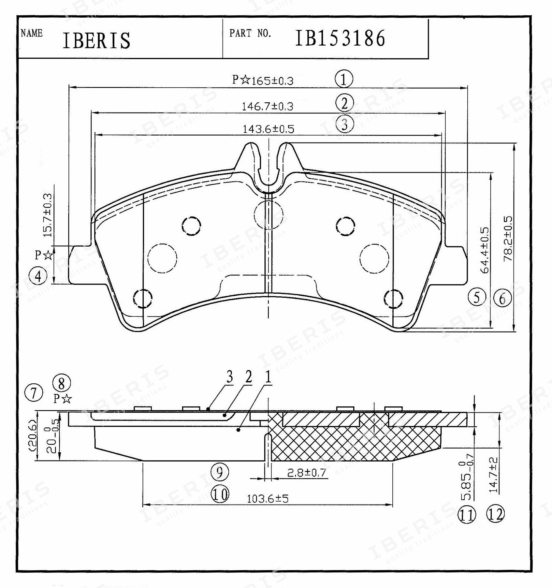 Iberis колодки тормозные задниение комплект mercedes-benz sprinter ib153186 (oem a0064204520)