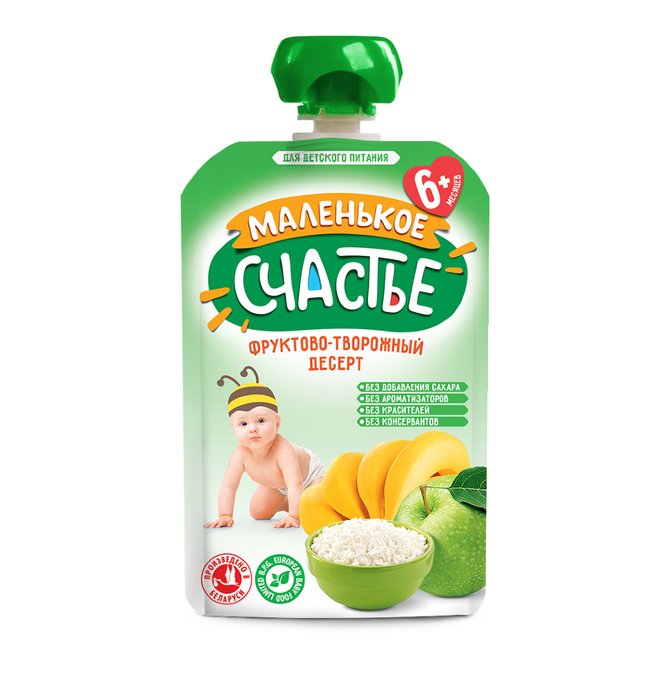 Пюре Маленькое счастье Pouch Фруктово-творожный десерт, 90 г - фото №3