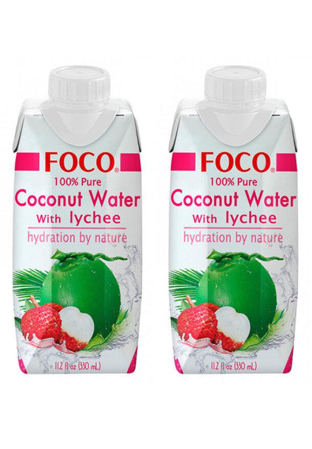 FOCO Кокосовая вода с соком личи, 330 мл, 2 шт