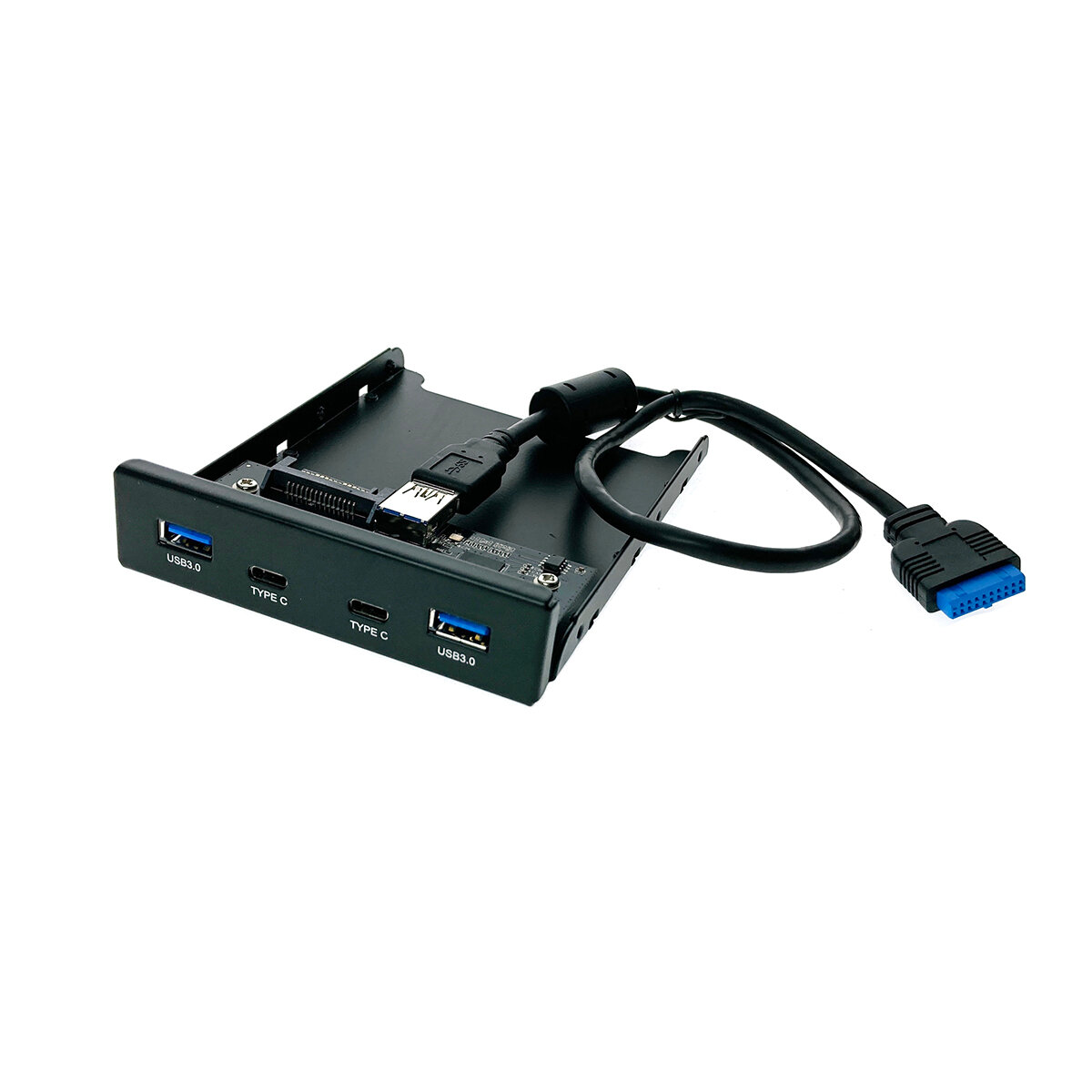 Планка на переднюю панель 2 порта USB 3.1 type C и 2 порта USB 3.0, EFL5001 (хаб с внутренних разъемов материнской платы 20PIN/19pin, планка лицевая в отсек FDD 3,5")