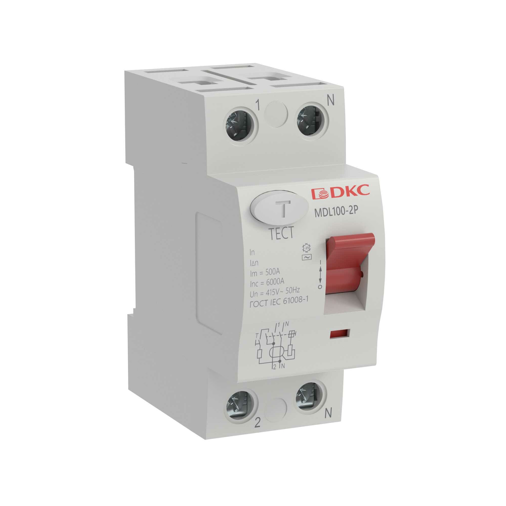 DKC YON max Устройство защитного отключения УЗО ВДТ MAX MDL100, 2P, 100mA, 63A, тип АС, DKC, арт. MDL100-2P3-63-AC