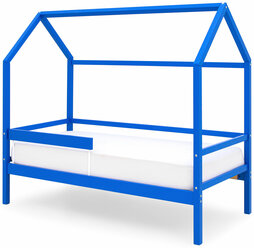 Детская деревянная кровать-домик с бортиком Svogen синий