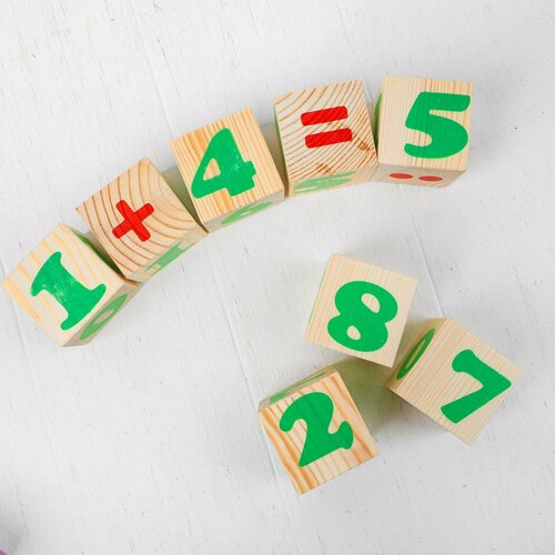 фото Деревянные кубики «цифры» 12 элементов: 4 × 4 см, россия