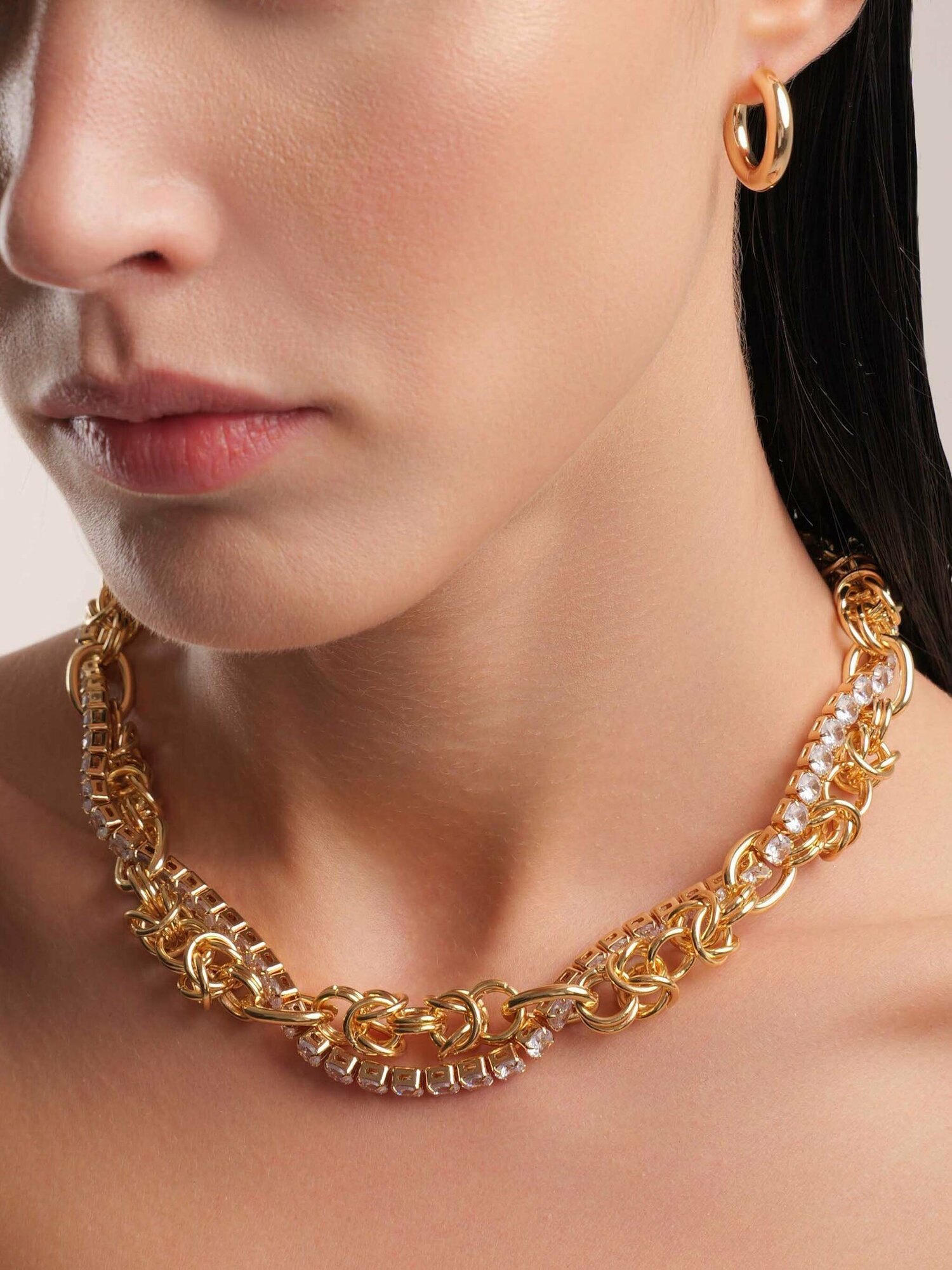 Колье RUSHEV, фианит, длина 48 см, золото — фото 1