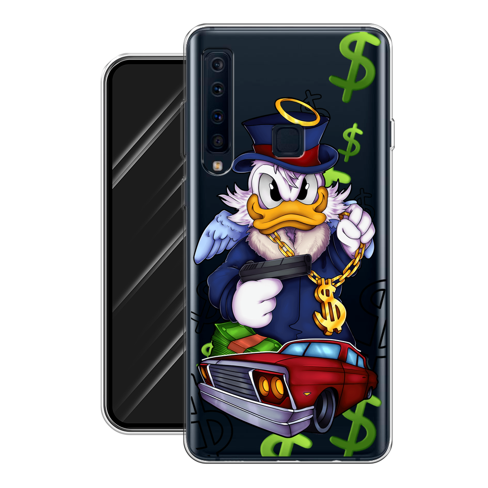 Силиконовый чехол на Samsung Galaxy A9 2018 / Самсунг Галакси A9 "Scrooge McDuck with a Gold Chain", прозрачный