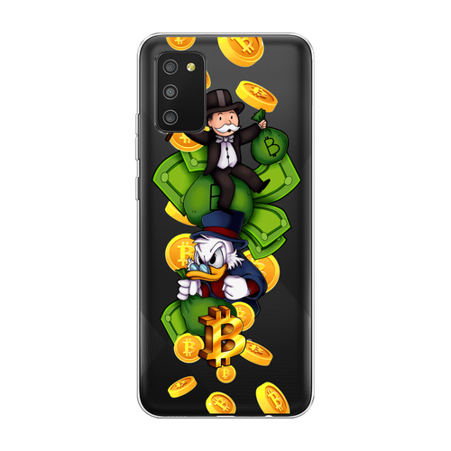 Силиконовый чехол на Samsung Galaxy A02s / Самсунг Галакси A02s Scrooge McDuck and Monopoly, прозрачный