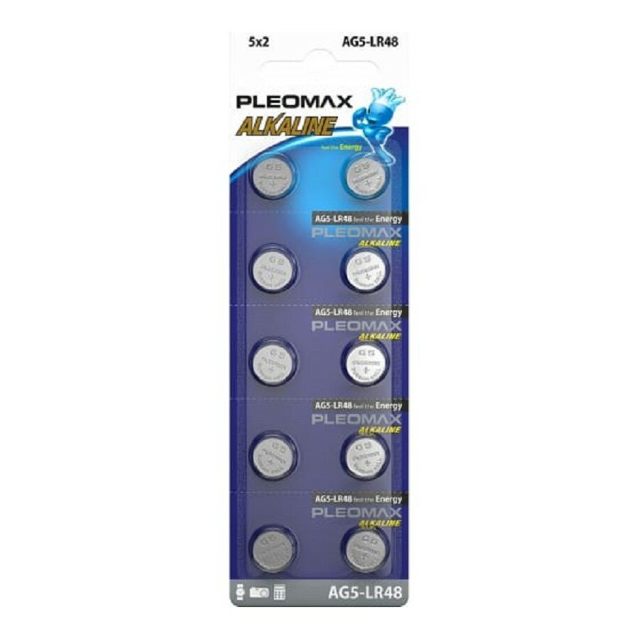 Samsung Батарейка Pleomax AG5 393 LR754 LR48 Button Cell 100 1000 98000 10 шт. в уп-ке