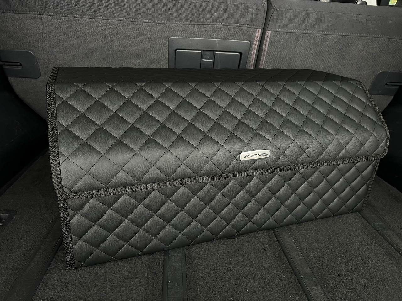 Органайзер для багажника Mercedes-Benz AMG / Мерседес - Бенз АМГ / Кофр 70х30х30, сумка, саквояж, ящик, черный с черной отстрочкой