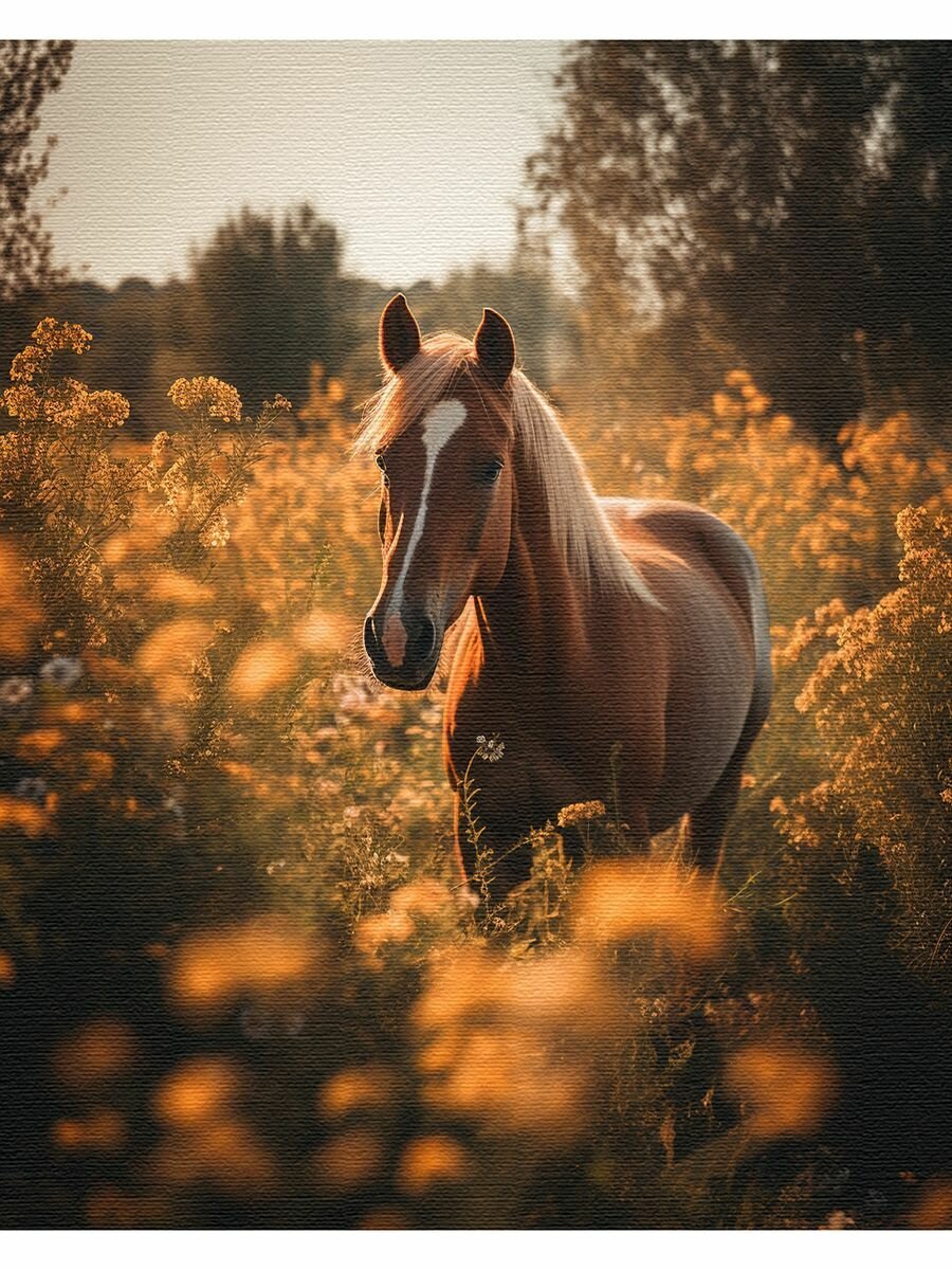 Картина готовая на холсте, 40x50, лошадь, c подрамником