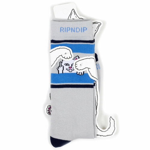 Носки RIPNDIP Носки с котом Лордом Нермалом Ripndip Socks, размер Универсальный, черный, белый, серый, голубой носки ripndip носки с котом лордом нермалом ripndip socks размер универсальный черный голубой