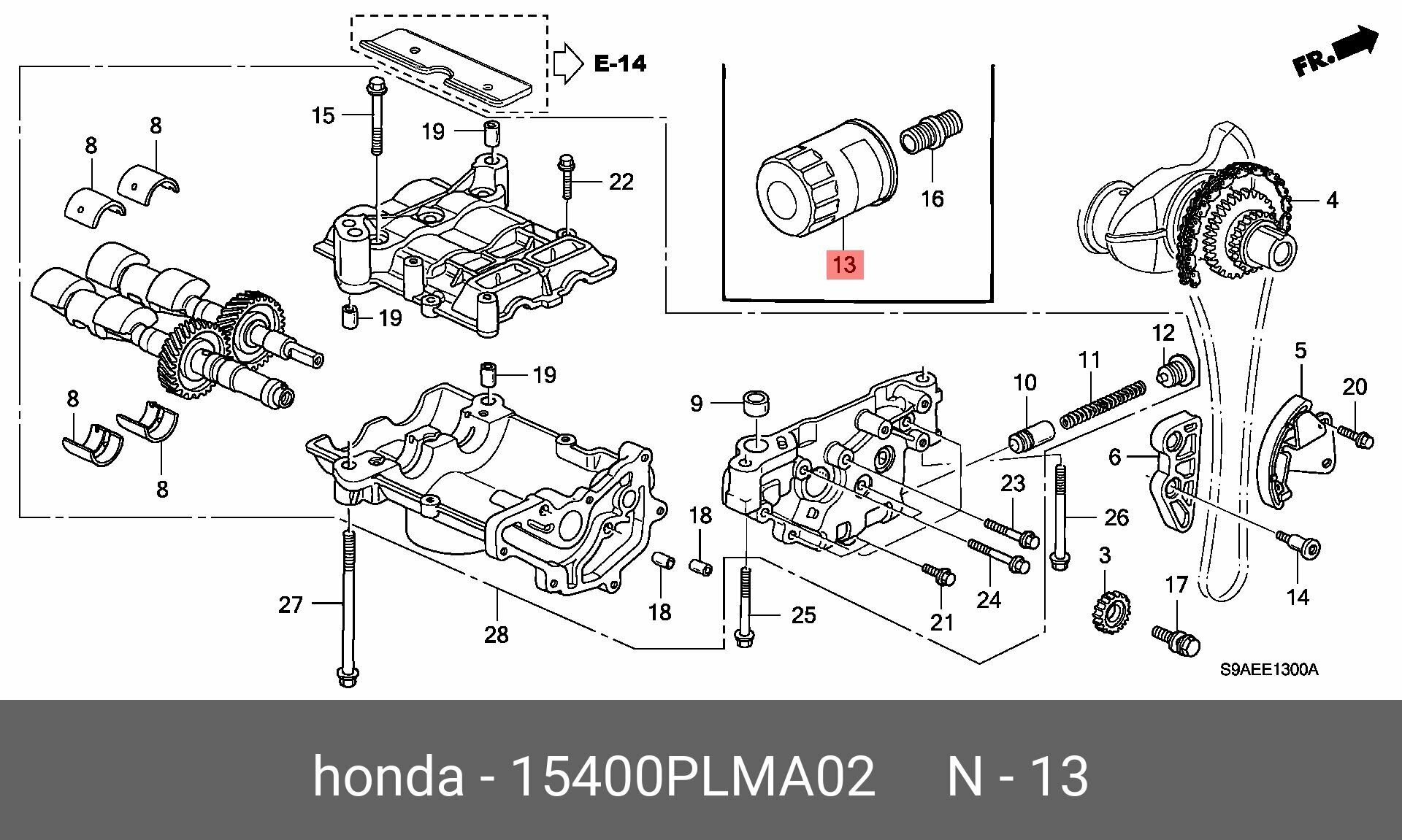 HONDA 15400PLMA02 Фильтр масляный