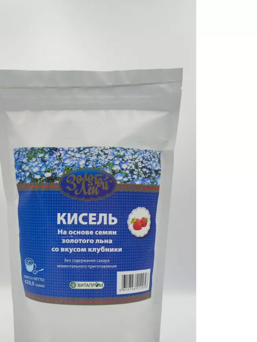 Кисель быстрого приготовления Золотой Лен, без сахара Клубника