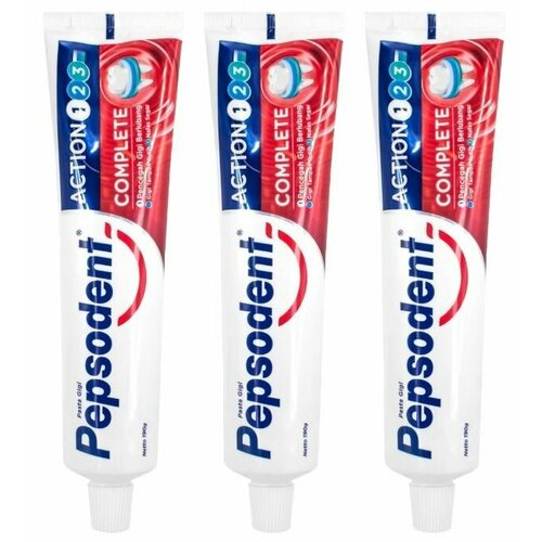 Pepsodent Зубная паста Действие 123 Комплекс (Action 123 Complite), 190 гр, 3 шт pepsodent зубная паста complite 8 whitening отбеливающая 190 г 3 шт