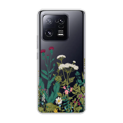 Силиконовый чехол на Xiaomi 13 Pro 5G / Сяоми 13 Про 5G Дикие полевые цветы, прозрачный силиконовый чехол на xiaomi 13 pro 5g сяоми 13 про 5g бело черные сложные полосы