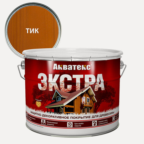 Изображение товара Защитно-декоративное покрытие для дерева акватекс экстра алкидное, полуглянцевое, тик 9л