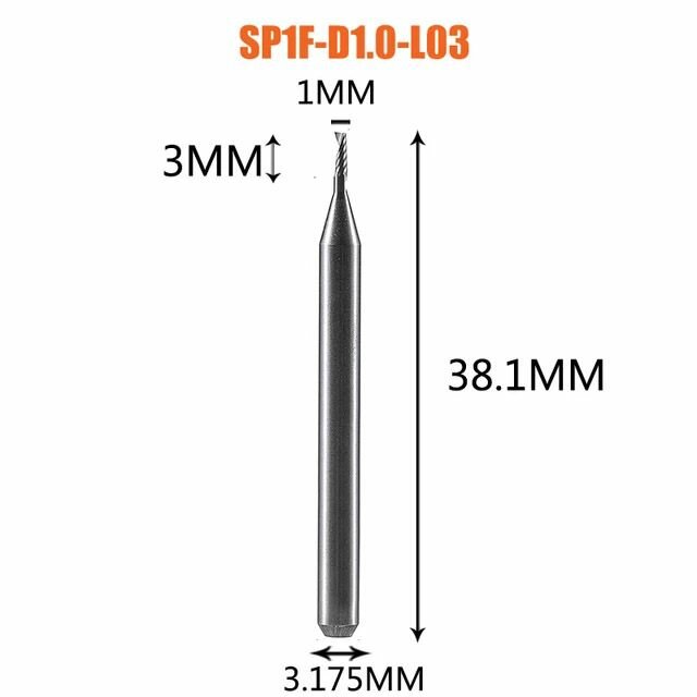 Dreanique однозаходная чистовая фреза стружка вверх (3.175x22x50x3.175) SP1F-D3.1-L22 39715