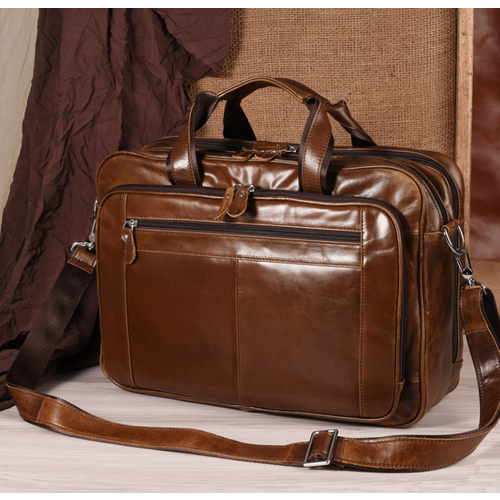 Мужская, модная, деловая сумка - портфель MyPads Premium M-7320 из натуральной кожи ручной работы, с ремнем через плечо для ноутбука Macbook/HP/Hon.