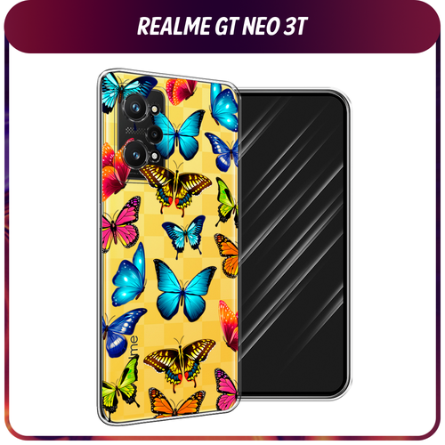 Силиконовый чехол на Realme GT Neo 3T/GT Neo 2 / Реалми GT Neo 3T Разные бабочки, прозрачный силиконовый чехол поющий зайчонок на realme gt neo 3t реалми gt neo 3t прозрачный