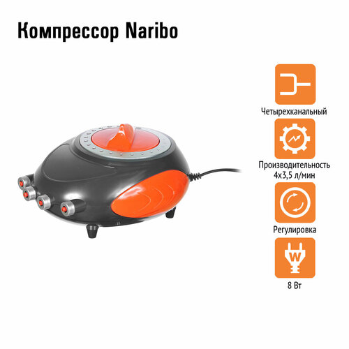Аквариумный компрессор Naribo с регулятором потока 8 Вт 435 лмин 314100₽