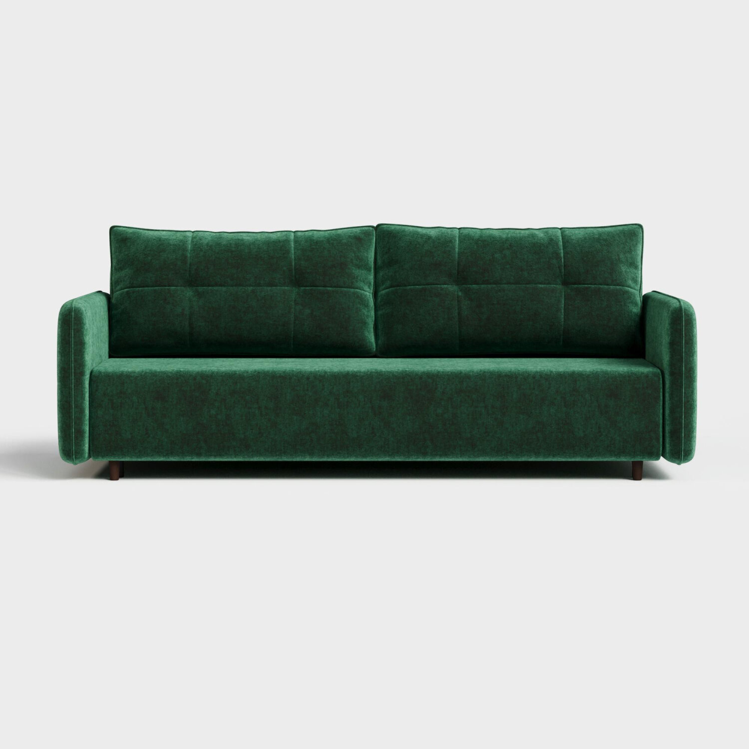 фото Диван прямой Manons Maison Сканди, раскладной механизм Еврокнижка (Тик-так), Велюр Зеленый, 223х109х76 см