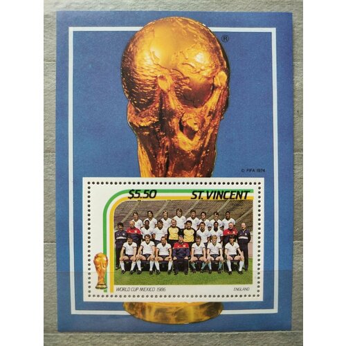 Марки Сент-Винсент 1986. Чемпионат мира по футболу - Мексика 1986. Блок чистый. Делюкс