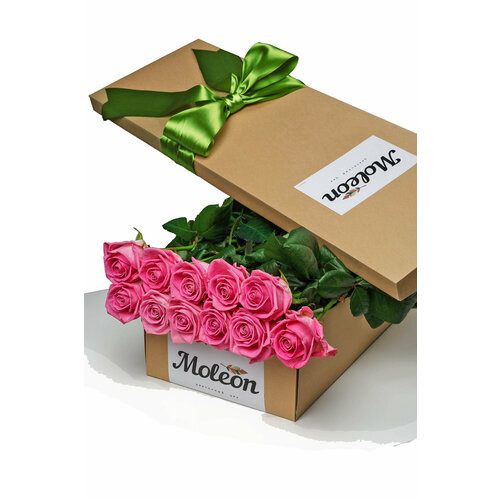 Розы Премиум 11 шт розовые в крафт коробке 50 см арт. 6627