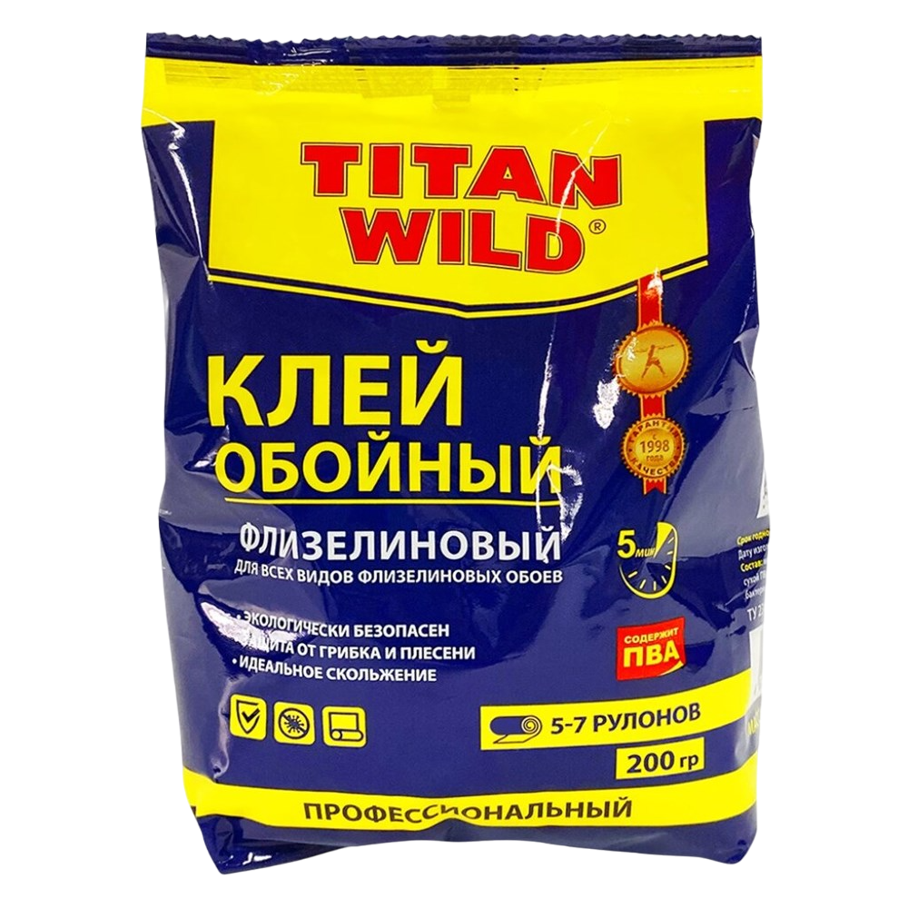Изображение Клей обойный "Титан Wild", для флизелиновых обоев, 200 гр, антигрибковый