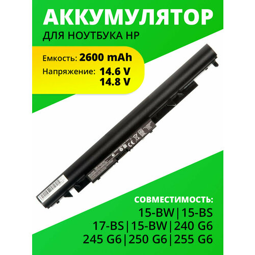 Аккумулятор АКБ для ноутбука HP 15-BW, 15-bs, 17-bs, 15-bw, 240 G6, 245 G6, 250 G6, 255 G6 серии 17-ak, 14.8V 2600mAh, JC04