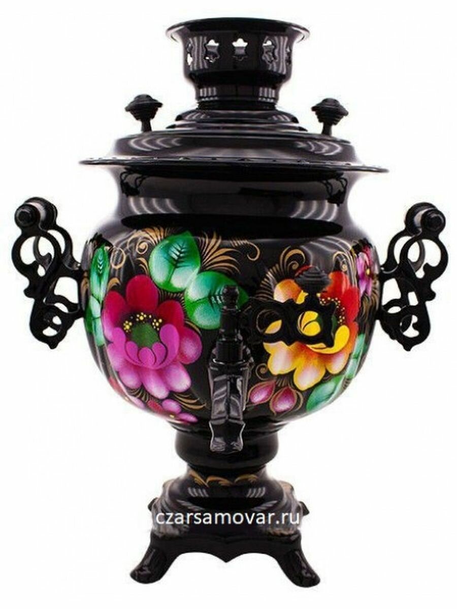 фото Самовар электрический "Жостово на черном"