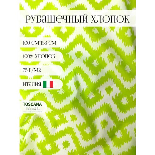 Ткань рубашечная хлопок (зеленый) 100 хлопок италия 100 см*153 см