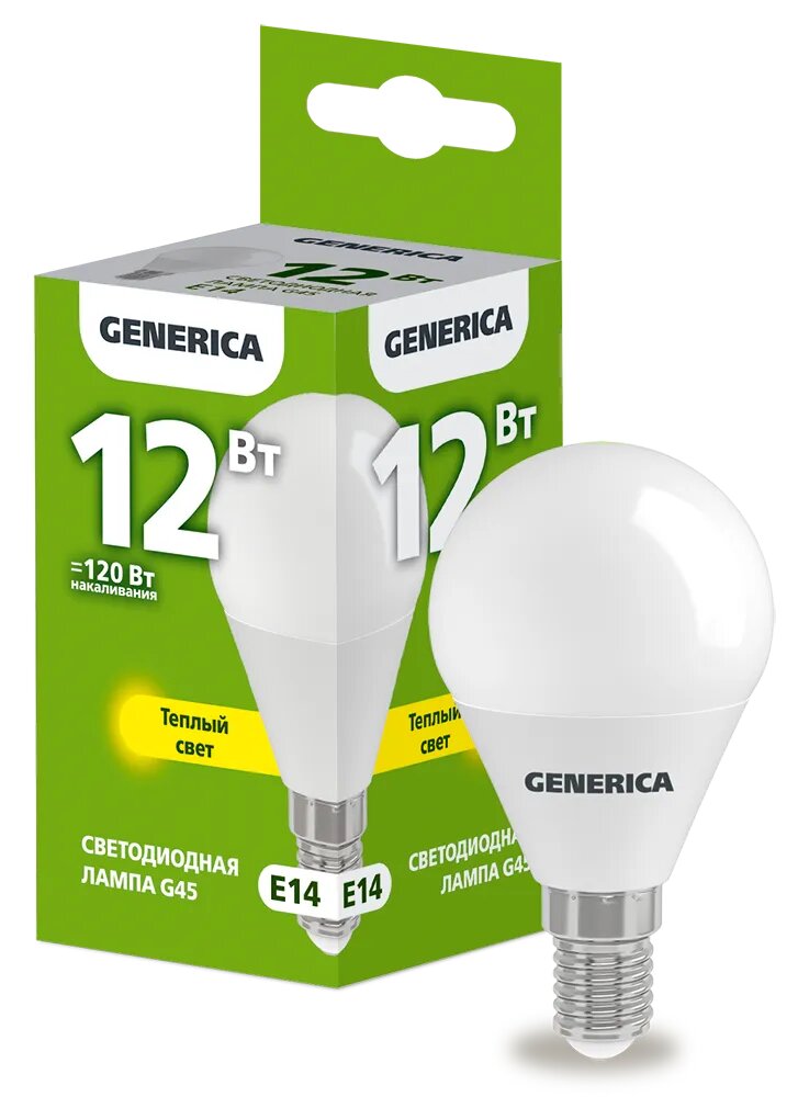 Лампа светодиодная GENERICA (LL-G45-12-230-30-E14-G)