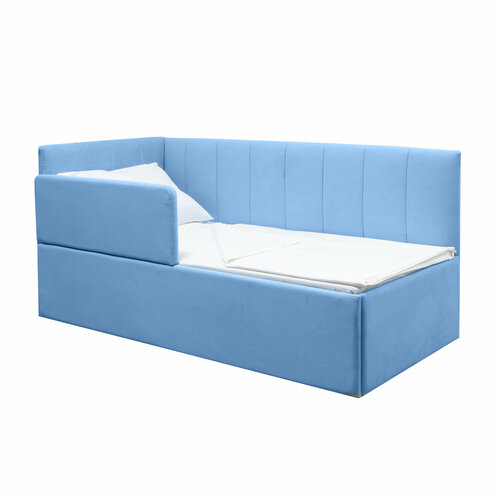 Кровать Хагги 160*80 голубая, универсальный угол сборки, с защитным бортиком, без ящика для хранения