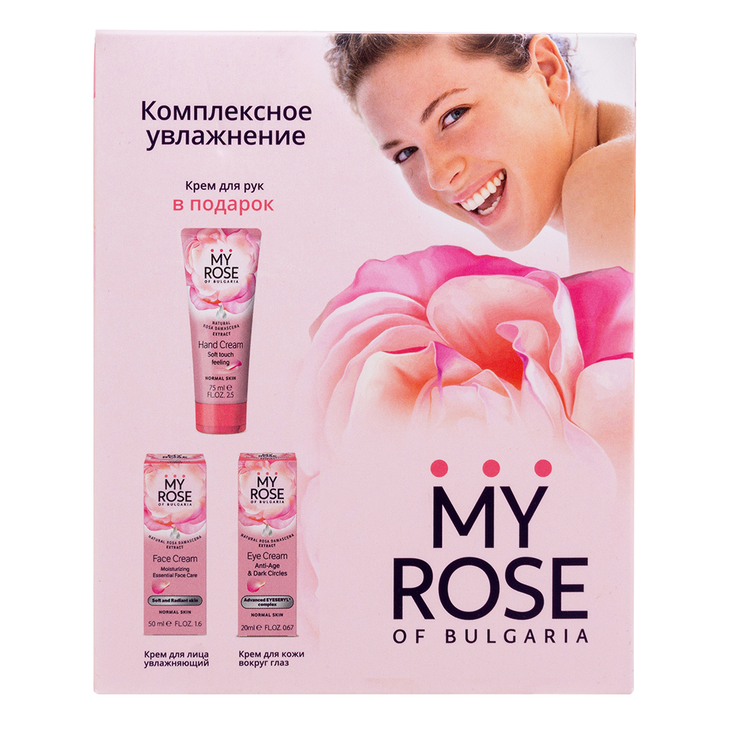 My Rose of Bulgaria Набор Крем для лица увлажняющий 50мл+Крем для кожи вокруг глаз 20мл+Крем для рук 75мл 1 уп