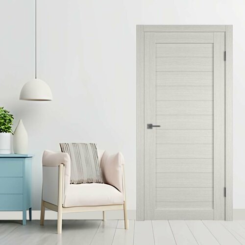 Межкомнатная дверь А6 беленый дуб 600х2000 мм (комплект с коробкой и наличниками)