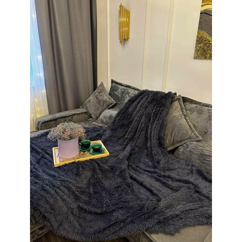 Теплый плед с длинным ворсом травка размером 220х240 см 1590₽