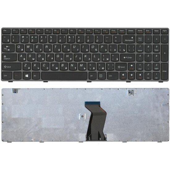 Клавиатура для ноутбука AMPERIN Lenovo Ideapad G580 G585 Z580 Z585 Z780 G780 черная с серой рамкой