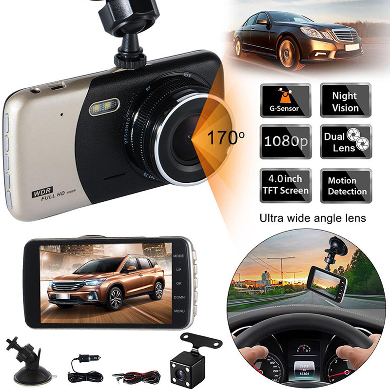 Автомобильный видеорегистратор Faiz Full с разрешением Full HD 1080P с камерой заднего вида для парковки / LCD дисплей / Датчик G-Sensor